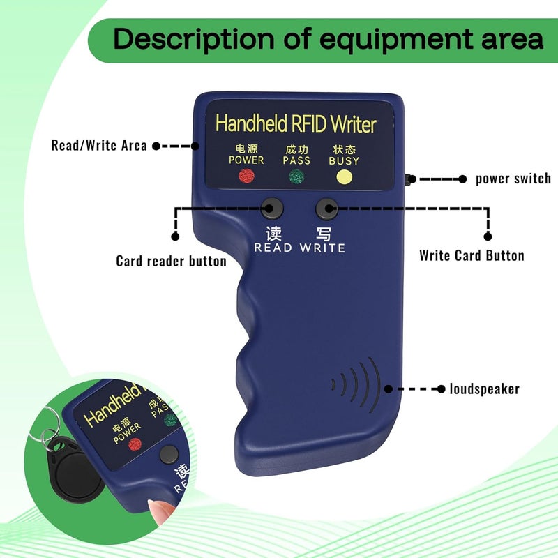 BABIQT Handheld ID Copier 125khz RFID Reader Writer Duplicator Handheld RFID Copiers Used for T5577 or EM4305 + 10 pcs Blank T5577 Keyfobs - Image 3